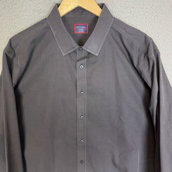 Untuckit Shirt Men's 2XLT Black Long Sleeve Button‎ Up Casual Wrinkle Free - Picture 2 of 6